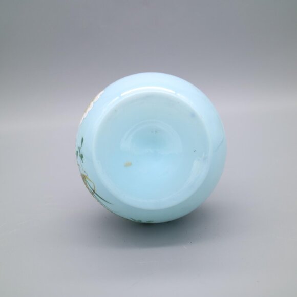 Victorian Style Bristol Blue Milk Glass, Hand Painted, Hand Blown with Enamelled - Picture 7 of 7